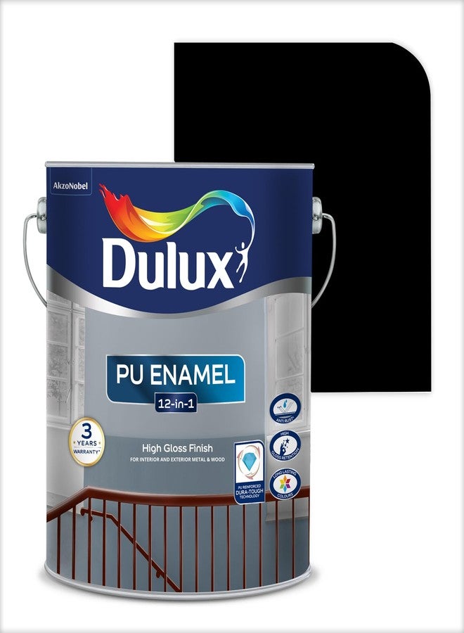 Dulux PU Enamel Black 1 Litre High Gloss Finish Paint for Interior Exterior Metal & Wood Surfaces with Fast Drying Anti-Rust & Complete Coverage - Image 1